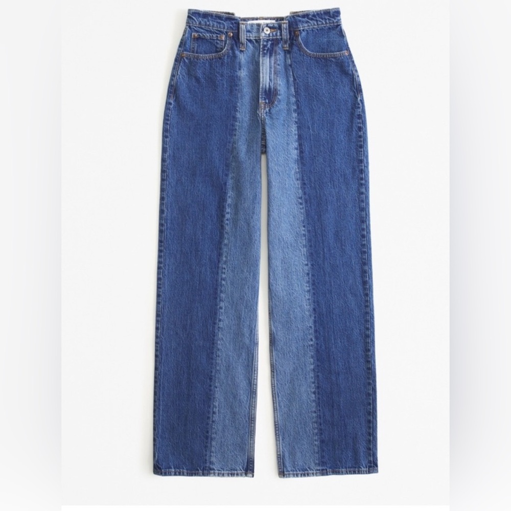Two-Tone High Rise Loose Jean